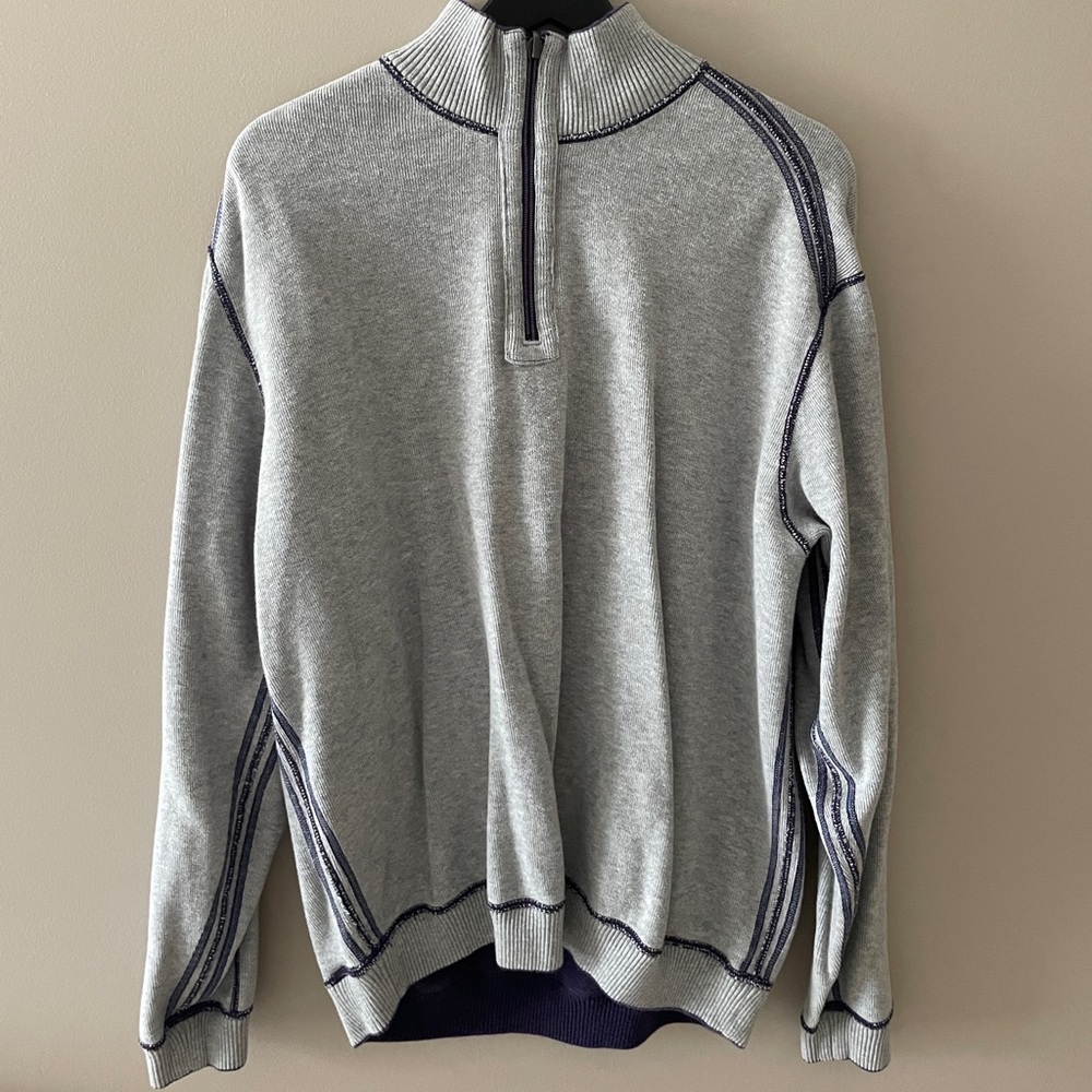 Tommy Bahama Reversible Quarter Zip Grey/Purple Size Large